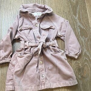 Zara Toddler Light Pink Jean Jacket with Belt- 2Y
